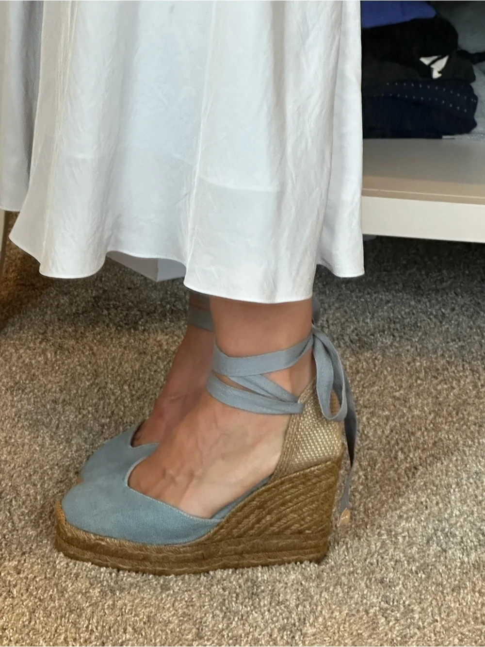 Castaner CHIARA T/8ED/002 37 (7 7.5) chambray denim  blue wedge espadrille